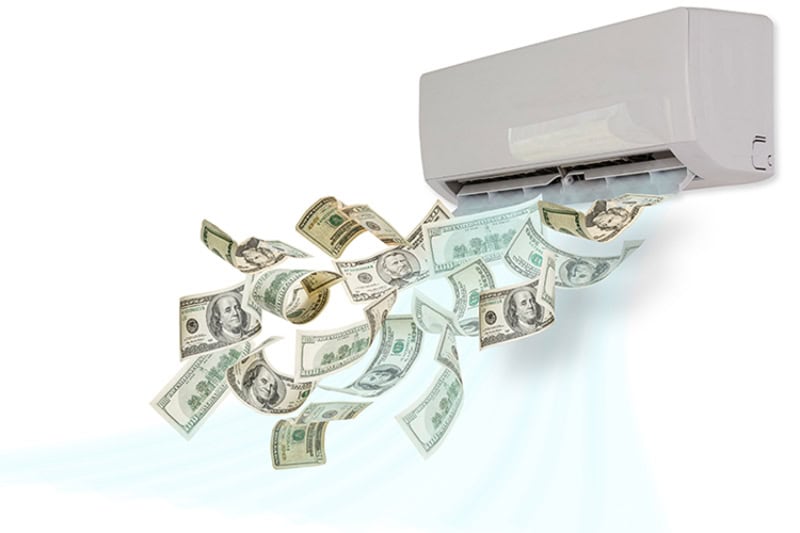 Air conditioner blowing cash out of vents.