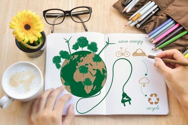 Notebook representing four ways to eliminate wastefulness and save energy in your home.
