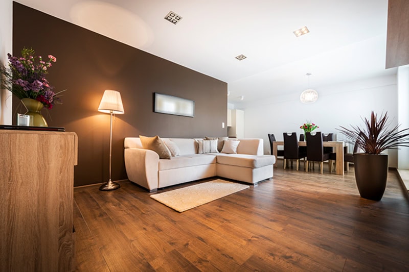 Example of a living room with improved indoor air quality.