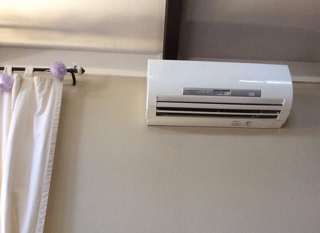 Mounted ductless mini split in Dumas, Texas, home.