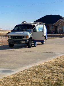 Winkelman Heating & Air Conditioning service van at home in Dumas, TX, for HVAC repair service.
